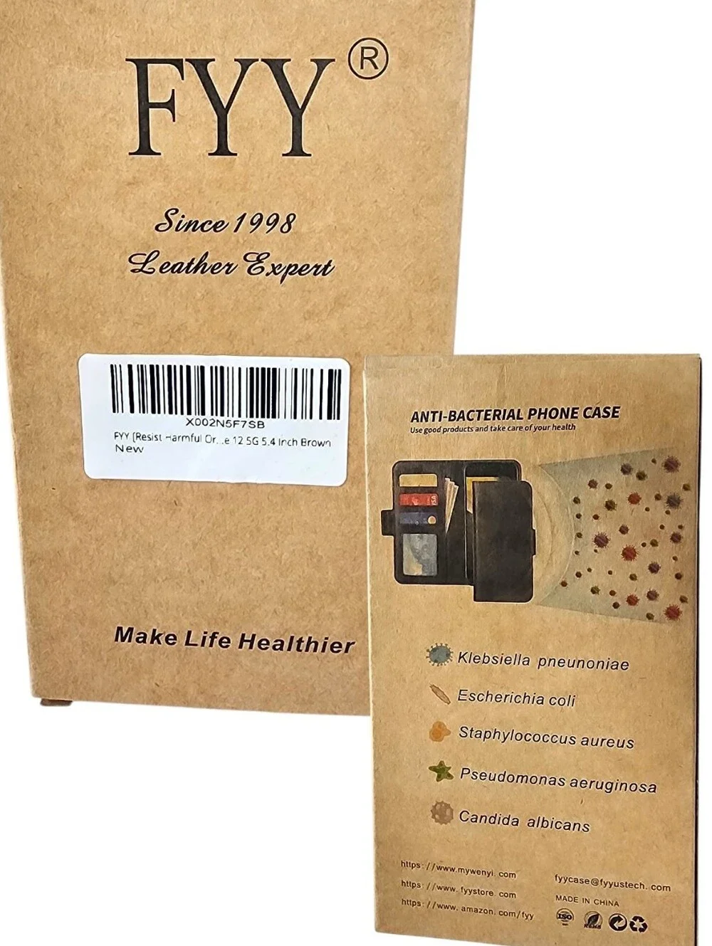 FYY Tan Leather Wallet Case For iPhone 12